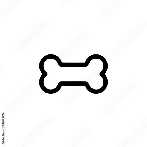Isolated single dog bone icon in black outline representing pet chew toy or snack