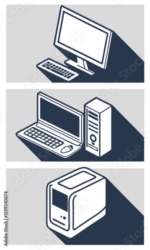 Computer devices isometric illustrations