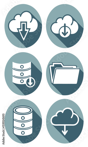 Data storage and cloud computing icons