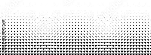 Fading triangle halftone gradient texture. Abstract geometric 8 bit background. Tech triangular binary gradation pattern. Vanishing dither arrow wallpaper for poster, banner, brochure. Vector backdrop