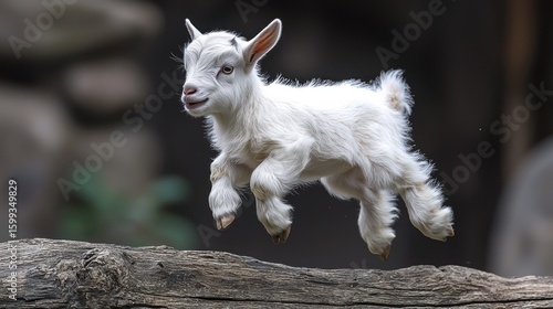 Adorable Kid Goat Leaping Joyfully