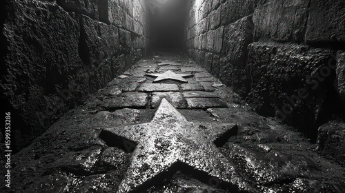 Mysterious Starlit Alley: A Monochrome Journey Through Time