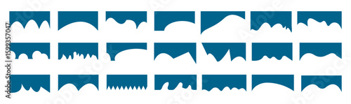 Separators shapes for website presentation set. Abstract curve top headline. Vector banner header and separator. blue Dividers Shapes for Website. vector