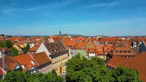 Wallpaper Mural 4K Aerial Drone Video of the Beautiful Homes and Churches in the Old Town area of Downtown Bamberg, Germany Torontodigital.ca