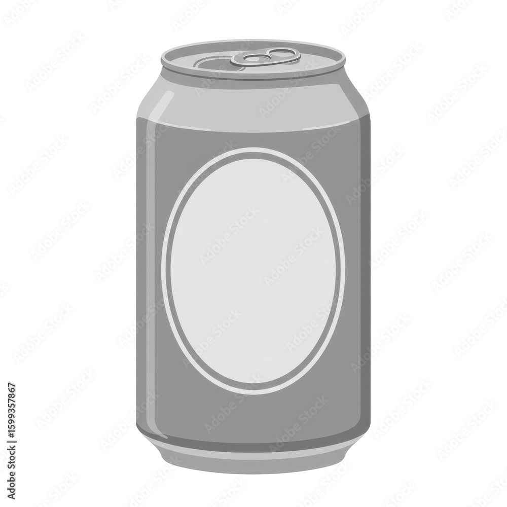 A blank soda can placed on a clean surface, with a minimalist background setting A blank soda can placed on a clean surface, with a minimalist background setting