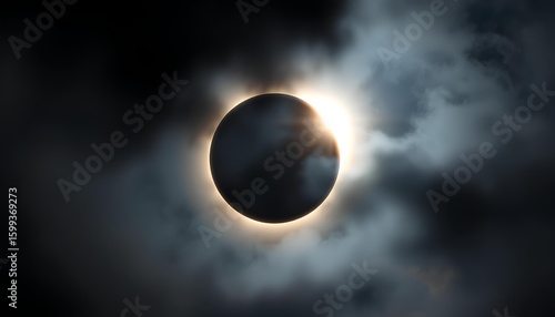 total solar eclipse with minimal corona due to cloud interference