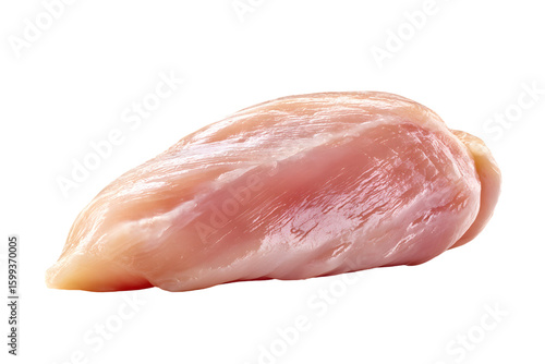 Raw chicken breast fillet isolated on a transparent background close up shot