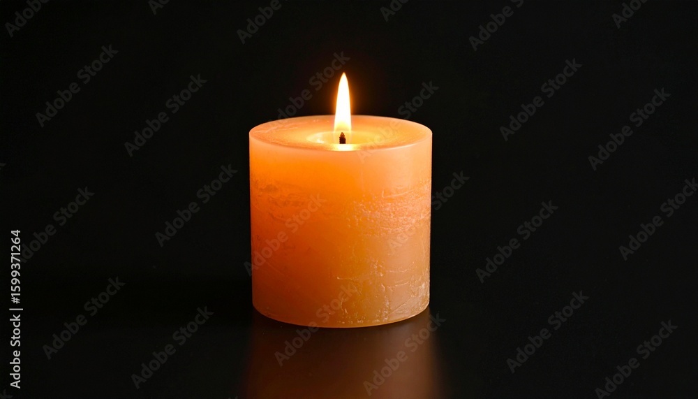 A single candle stands lit—its orange body aglow, flame a quiet sentinel against darkness. A ritual of memory, warmth, and fragile defiance. A single candle stands lit—its orange body aglow, flame a quiet sentinel against darkness. A ritual of memory, warmth, and fragile defiance.