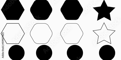 Hexagon icon of vector geometry hexagonal six sided polygon hexagon line
