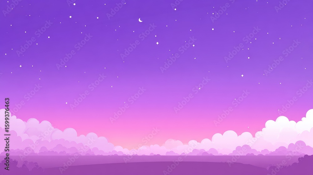 Naklejka premium Pastel purple landscape at twilight.