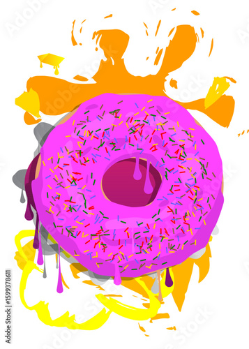 Doughnut graffiti. Abstract modern street art decoration performed in urban painting style.