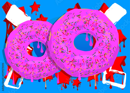 Doughnut graffiti. Abstract modern street art decoration performed in urban painting style.