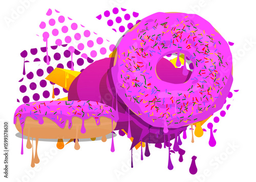 Doughnut graffiti. Abstract modern street art decoration performed in urban painting style.