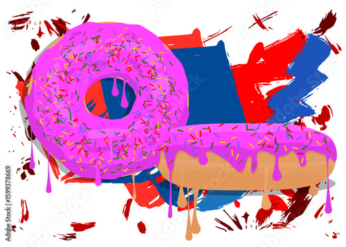 Doughnut graffiti. Abstract modern street art decoration performed in urban painting style.
