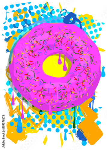 Doughnut graffiti. Abstract modern street art decoration performed in urban painting style.