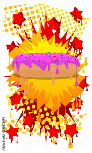Doughnut graffiti. Abstract modern street art decoration performed in urban painting style.