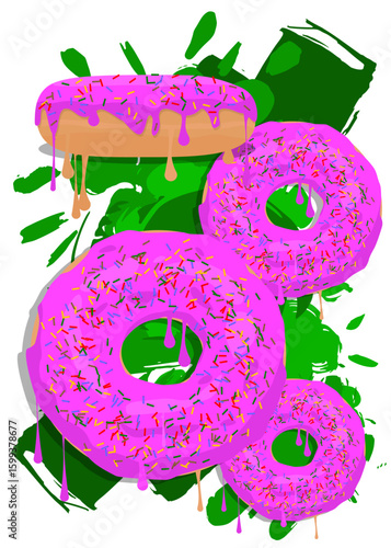 Doughnut graffiti. Abstract modern street art decoration performed in urban painting style.