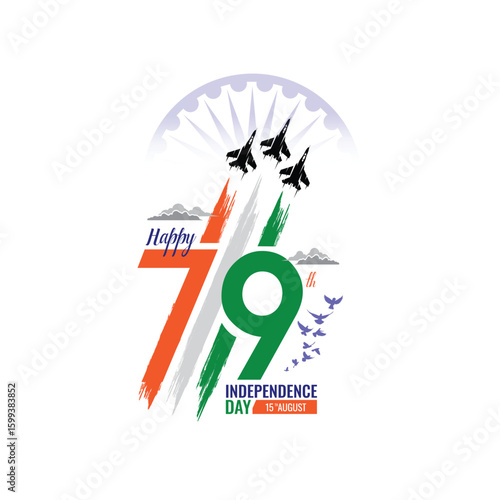 Happy Independence Day of India. Abstract vector illustration design. 79th Indian Independence Day Celebration 2025 isolated graphic template design