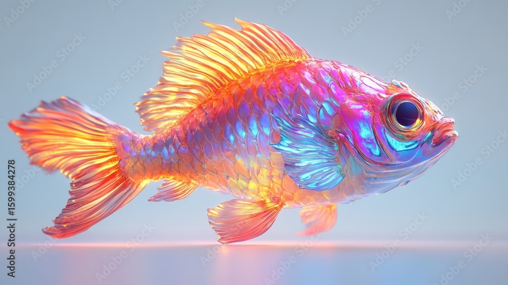 Fototapeta premium Colorful iridescent fish, studio shot, vibrant. Possible use Stock photo