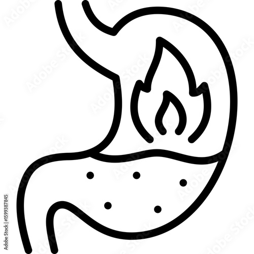 heartburn icon illustration design with outline