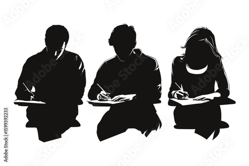 silhouette of people sitting on floor with laptops, casual learning or coworking concept