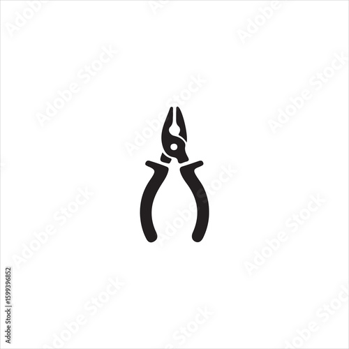 Black silhouette of combination pliers on a white background tool hand tool