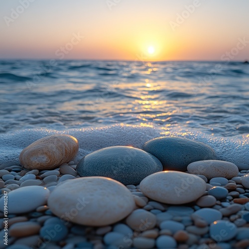Sunset Serenity: Smooth Stones at Golden Hour