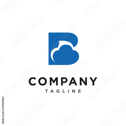 Letter B Cloud Logo Icon Vector