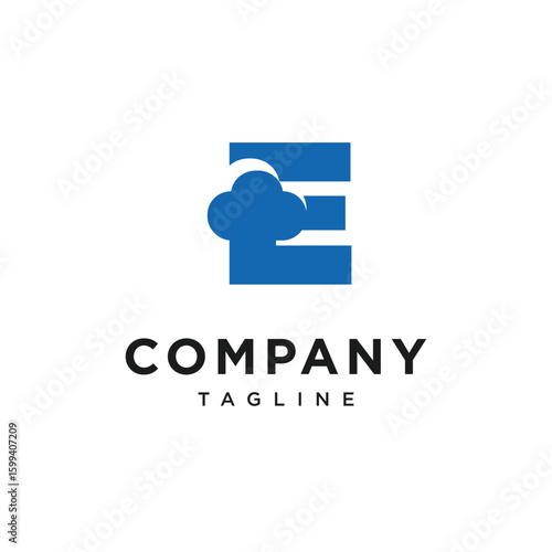 Letter E Cloud Logo Icon Vector