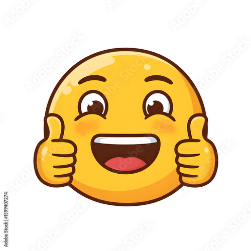 Happy face giving thumbs up, isolated on transparent background