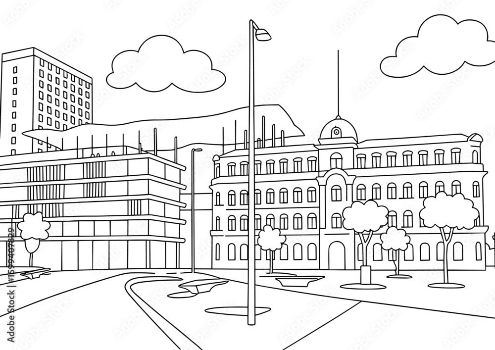Fototapeta premium Explore rio de janeiro landmarks: museum of tomorrow and historical sites, coloring page