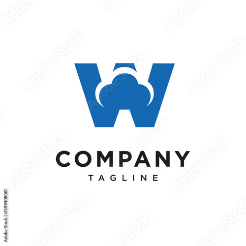 Letter W Cloud Logo Icon Vector