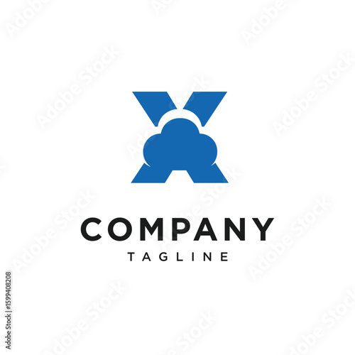Letter X Cloud Logo Icon Vector