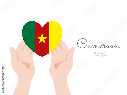 [カメルーン]手と国旗のアイコン ベクターイラスト