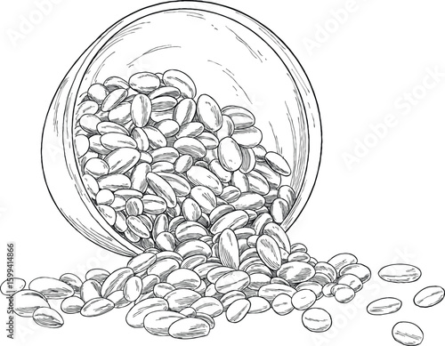 seed nut sketch hand drawing