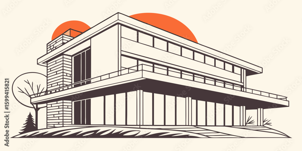 Naklejka premium vector illustration of a building