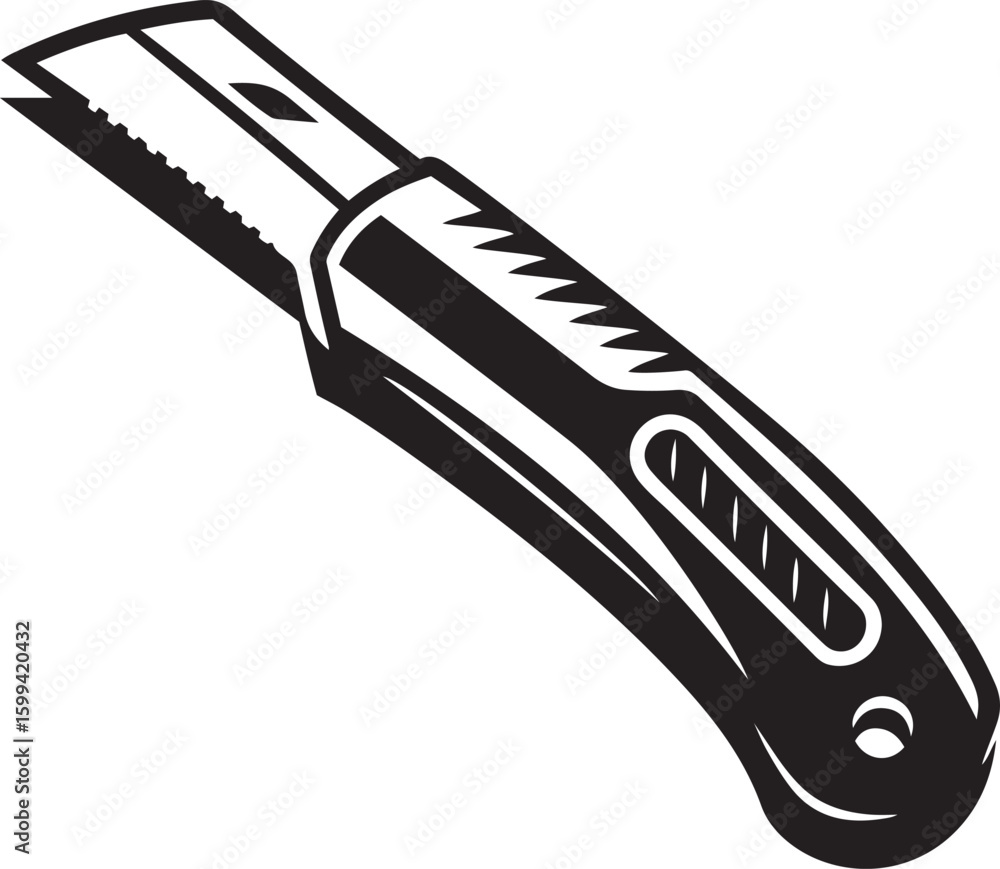 Obraz premium Simple and clean utility knife vector icon design, utility knife editable silhouette vector illustration, utility knife. high quality vector art