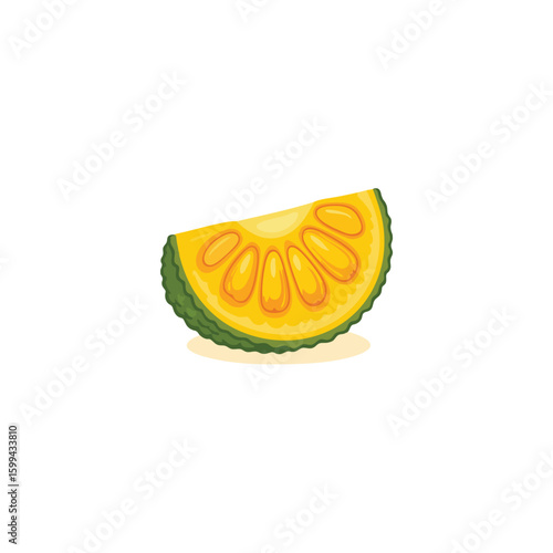Slice of bitter melon fruit isolated on white background