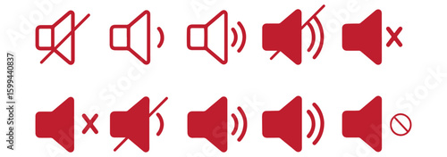Sound volume icons set with different signal levels. Sound icon, volume symbol, speaker sign, Аn icon that increases and reduces the sound. icon vector. sound symbol.