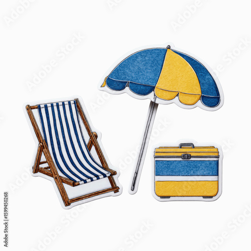 Beach Day Essentials Deck Chair, Beach Umbrella,