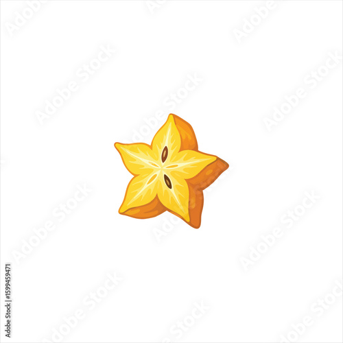 Freshly sliced star fruit isolated on white background