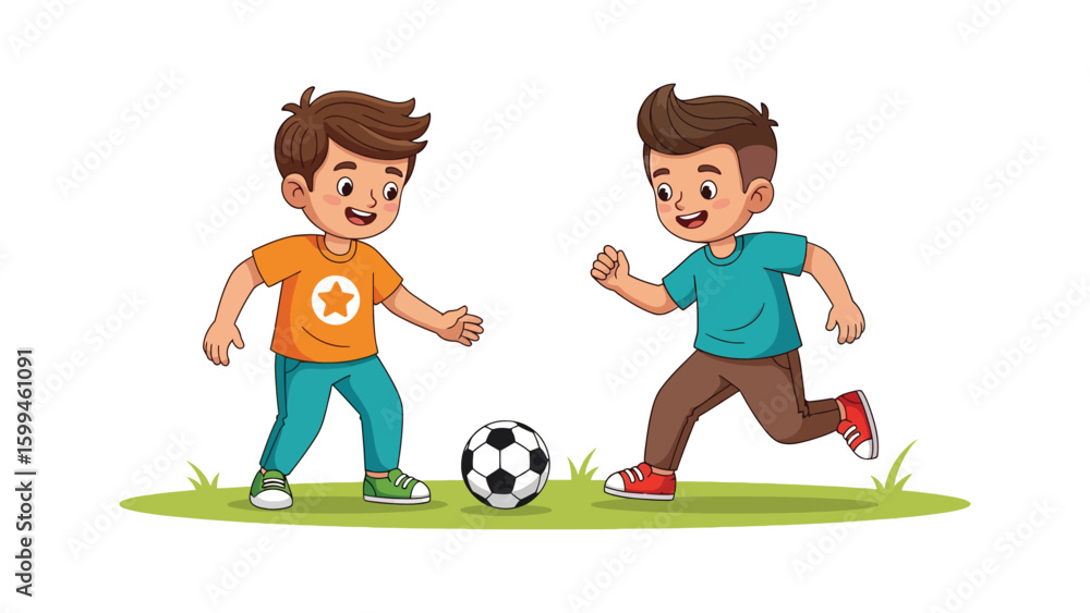 Joyful Kids Playing Soccer A Fun Illustration of Childhood Friendship and Sportsmanship Joyful Kids Playing Soccer A Fun Illustration of Childhood Friendship and Sportsmanship