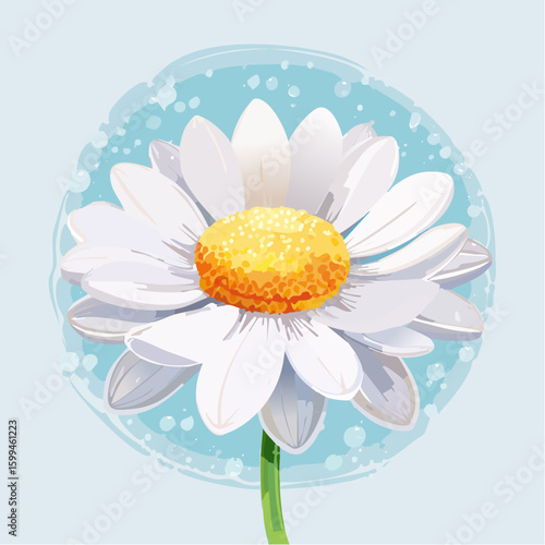 floating chamomile flower with round center and delicate line-art petals, botanical svg for holistic use