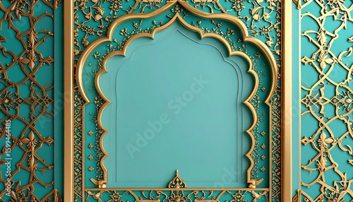 Ornate archway with teal backdrop