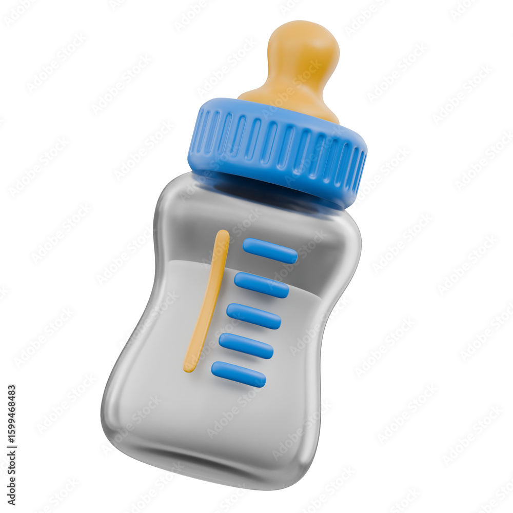 Naklejka premium Cute 3D Baby Elements and Toys Icon Newborn Essentials and Kids Play Object Gear Illustration Toddler Nursery Ornament Decoration Book