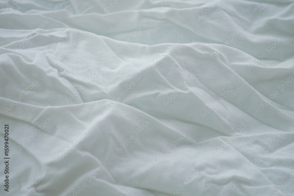 Fototapeta premium White wrinkled fabric texture close up for decoration