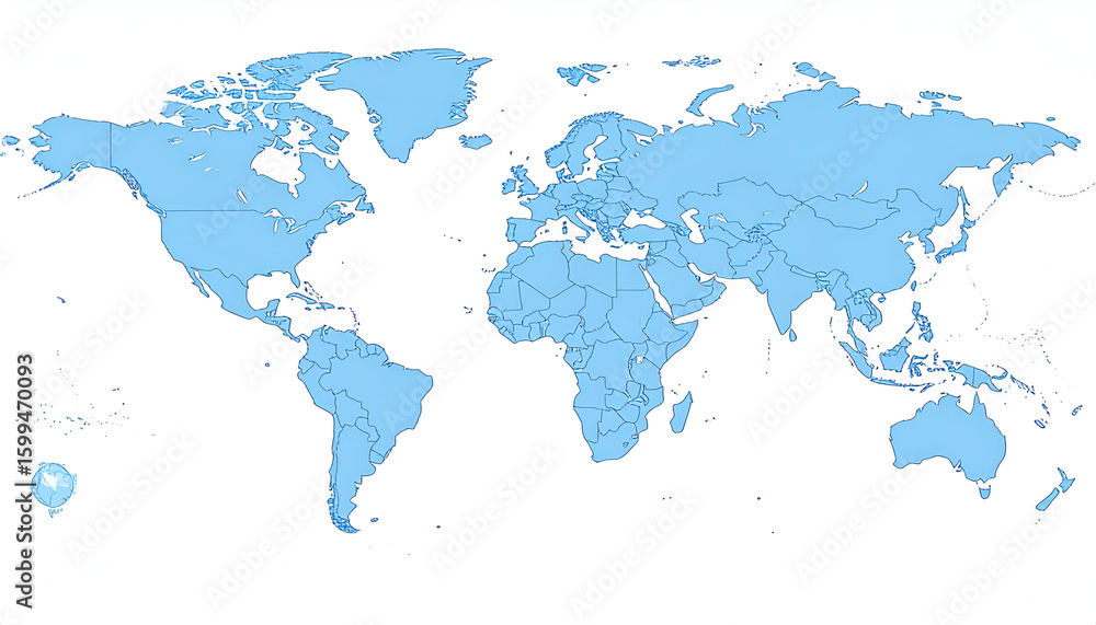 Fototapeta premium World map with global, countries, and blue.