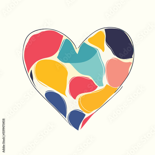 Heart. Friendship and love concept. Continuous line art drawing. Perfect for printing postcards and Valentine's Day. Vector hand draw illustration
