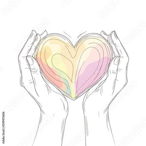 Heart. Friendship and love concept. Continuous line art drawing. Perfect for printing postcards and Valentine's Day. Vector hand draw illustration