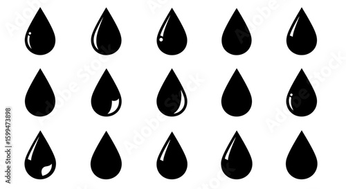 Minimalist Vector Water Droplet Icon Set Collection